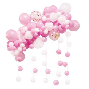 Kit Grinalda Balões Rosa, Branco e com Confetis