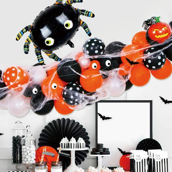 Kit Grinalda de Balões Abóbora e Aranha Halloween