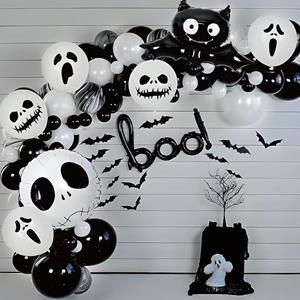 Kit Grinalda de Balões Fantasmas, Caveira,  Morcego e BOO