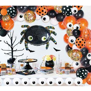 Kit Grinalda de Balões Laranja e Preto com Aranha Halloween