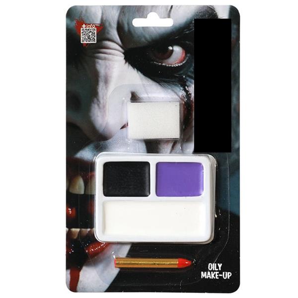 Kit Maquilhagem Halloween Preto, Roxo e Branco