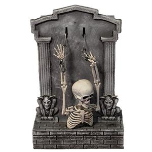 Lápide Esqueleto Decorativo com Luz, Som e Movimento, 33 cm.