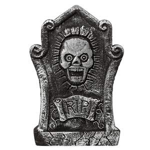 Lápide Preta R.I.P com Caveira em Esferovite, 44 cm