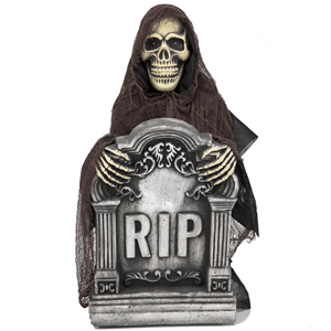 Lápide R.I.P Esqueleto com Luz, Som e Movimento, 55 x 33 cm