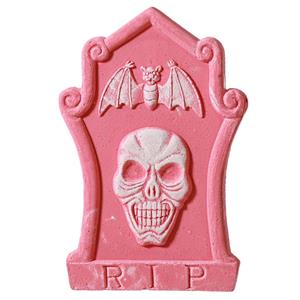 Lápide RIP Rosa com Caveira e Morcego em Esferovite