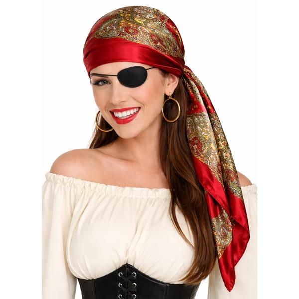 Lenço de Pirata Vermelho com Padrão Estampado