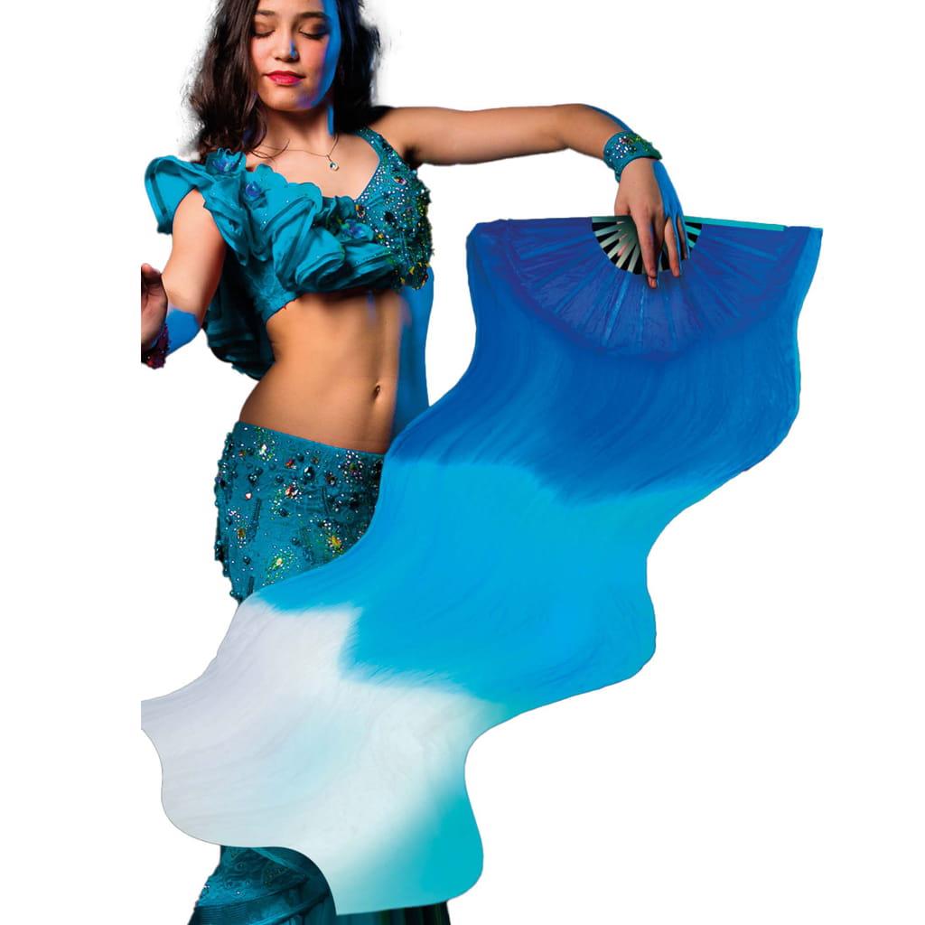 Leque Dança do Ventre Azul e Branco