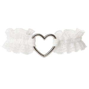 Liga de Renda Branca com Coração Prateado Liga de Renda Branca com Coração Prateado