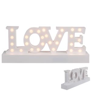 Love Branco Decorativo com Luz e Base, 29 cm
