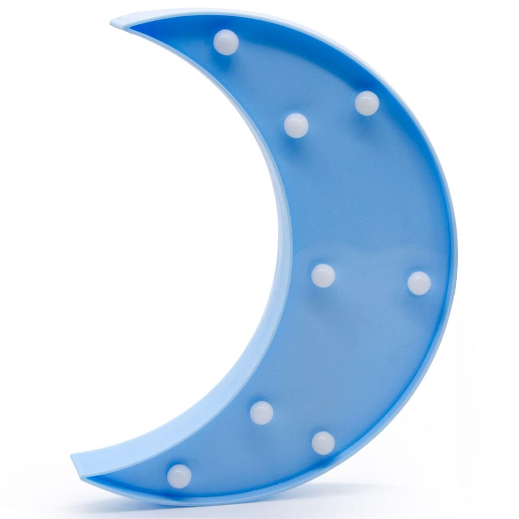 Lua Azul Decorativa com Luz, 24 cm