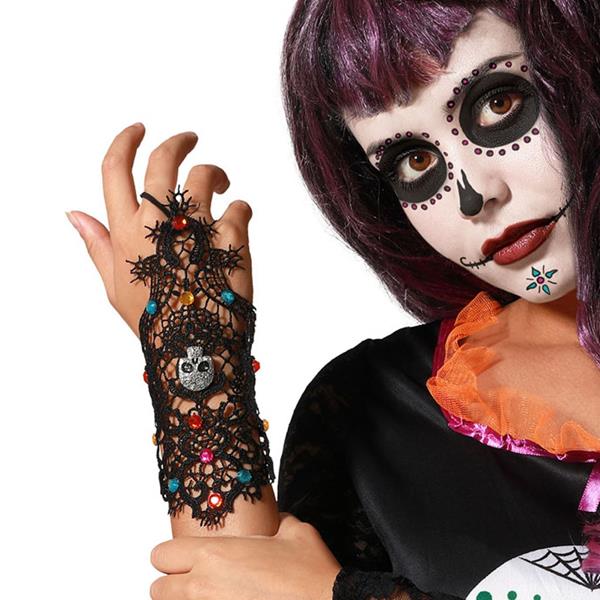 Luva Caveira Mexicana com Pedras Coloridas
