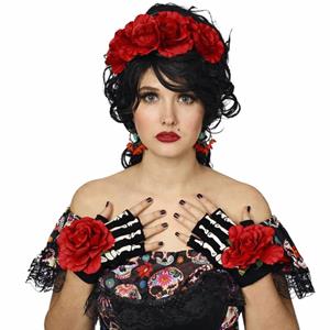 Luvas Catrina com Rosas Vermelhas