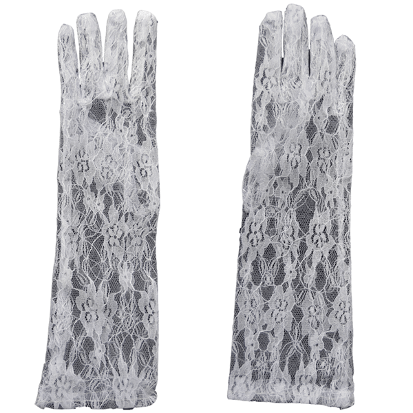 Luvas de Renda Brancas, 35 cm