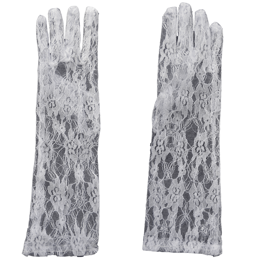 Luvas de Renda Brancas, 35 cm