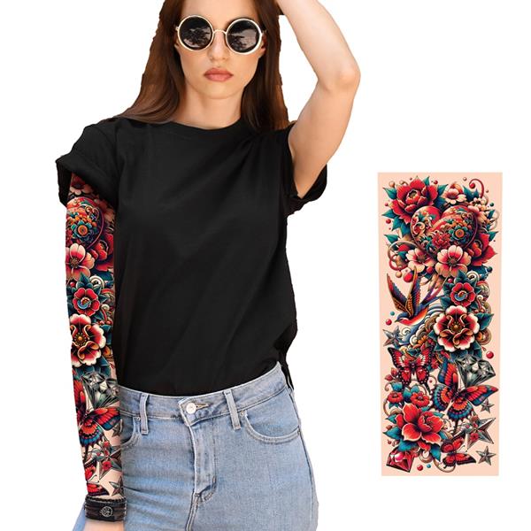 Mangas com Tatuagem Floral Multicolor