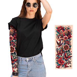 Mangas com Tatuagem Floral Multicolor
