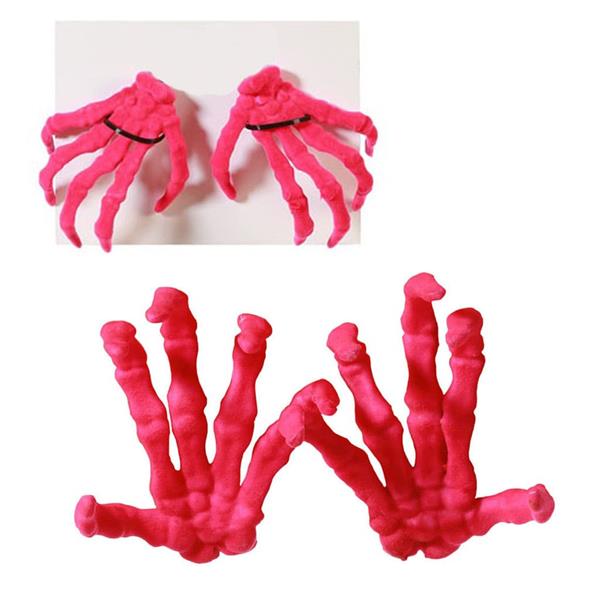 Mãos de Esqueleto Decorativas Rosa Aveludada