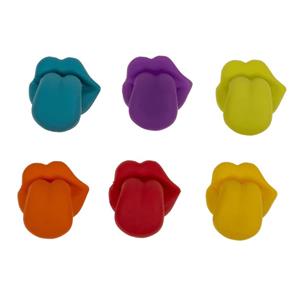 Marcadores de Copos Línguas de Fora Multicolor em Silicone, 6 unid.