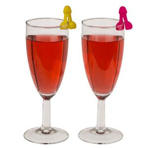 Marcadores de Copos Pénis Multicolor em Silicone, 6 unid.