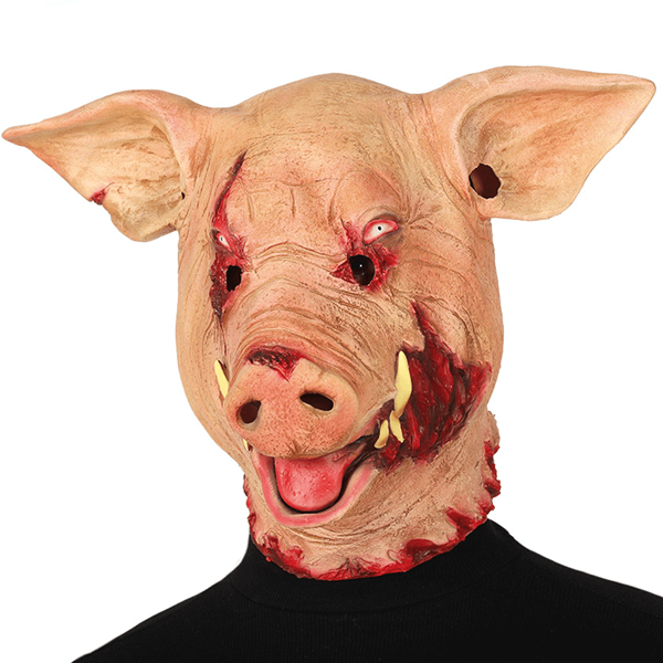 Máscara Cabeça de Porco Sangrenta em Latex