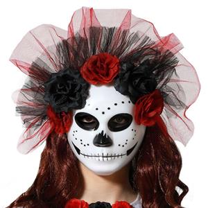 Máscara Dia dos Mortos com Flores e Tule