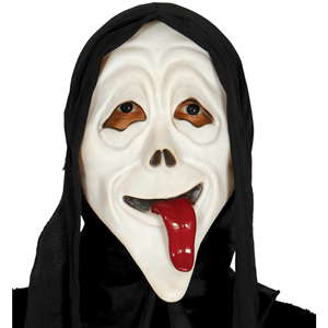 Máscara Scream com Lingua e Capuz em Látex