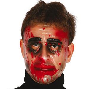Máscara Transparente com Sangue de Homem Zombie