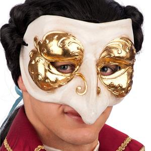 Máscara Veneziana Branca e Dourada
