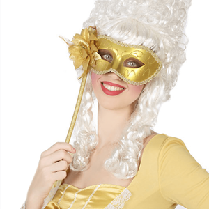 Mascarilha Dourada com Flor e Suporte