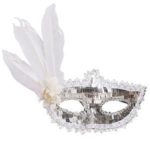 Mascarilha Prateada com Flor e Pluma Mascarilha Prateada com Flor e Pluma