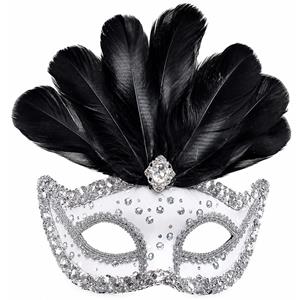 Mascarilha Veneziana com Plumas Pretas Mascarilha Veneziana com Plumas Pretas