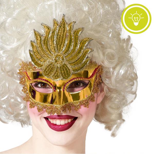 Mascarilha Veneziana Dourada com Luz Led Mascarilha Veneziana Dourada com Luz Led