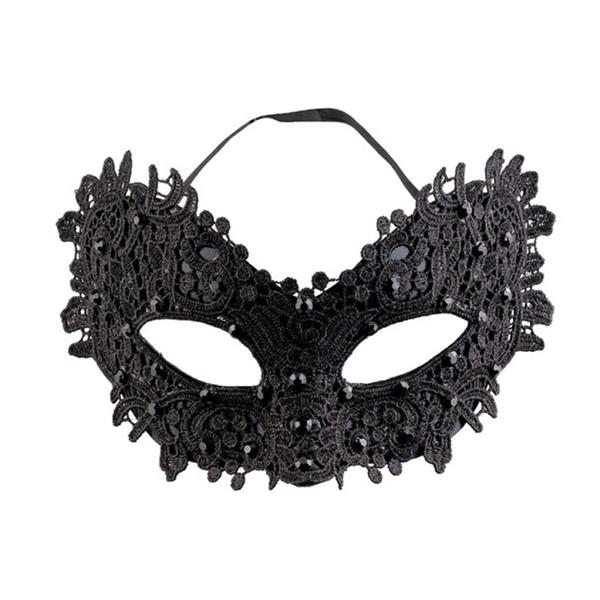 Mascarilha Veneziana Preta com Pedras Strass