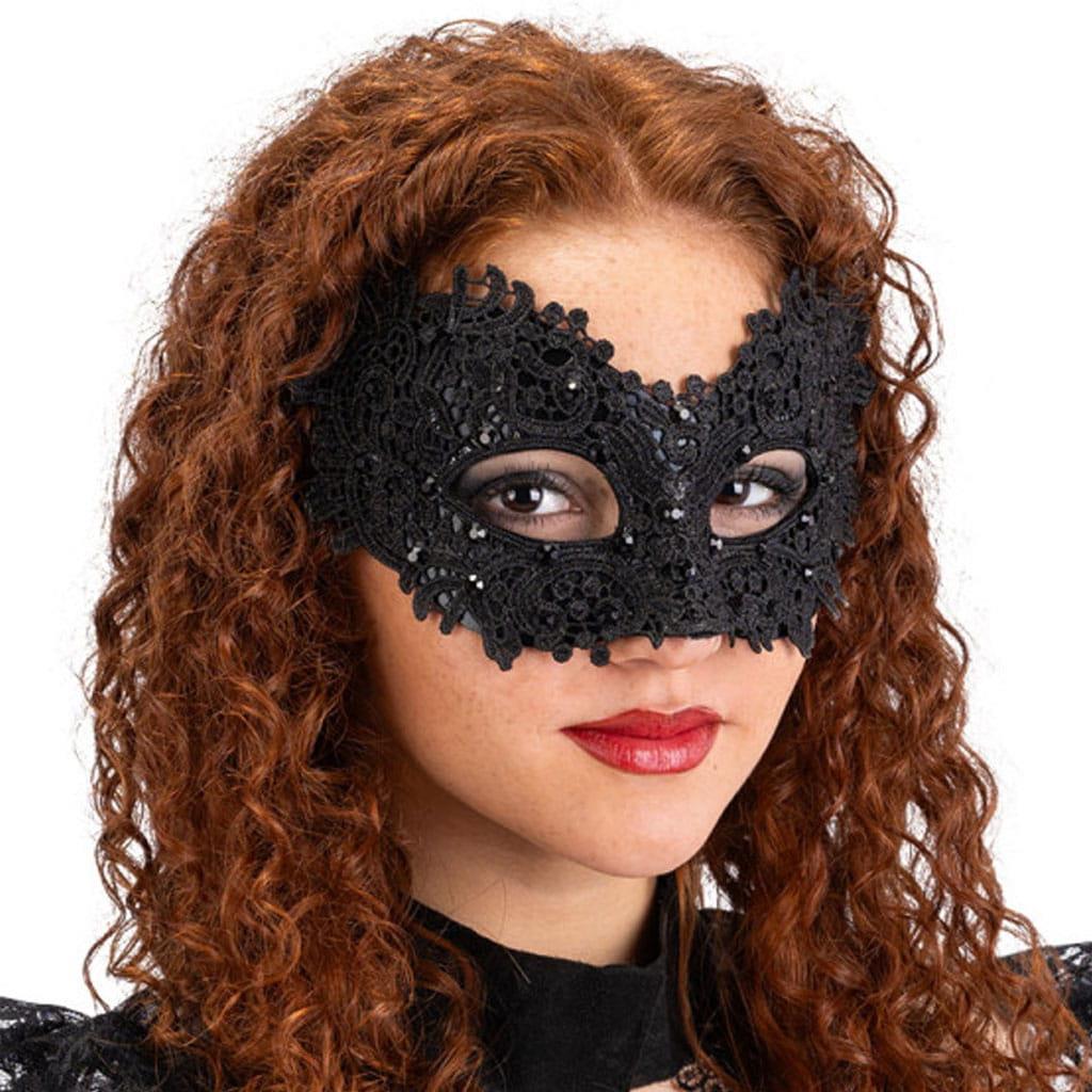 Mascarilha Veneziana Preta com Pedras Strass Mascarilha Veneziana Preta com Pedras Strass