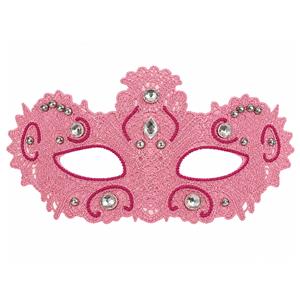 Mascarilha Veneziana Rosa Rendada com Pedras Preciosas Mascarilha Veneziana Rosa Rendada com Pedras Preciosas