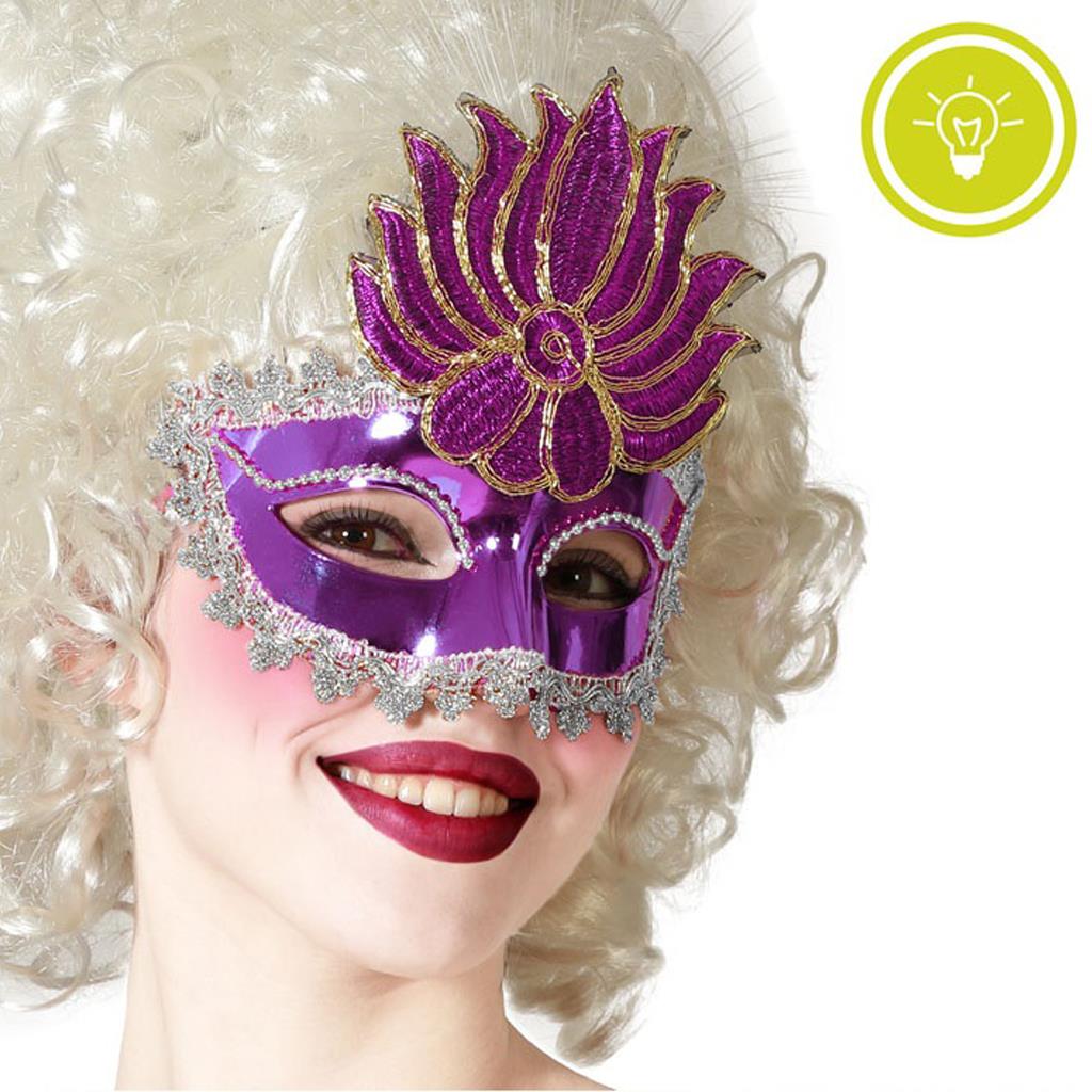 Mascarilha Veneziana Roxa com Luz Led