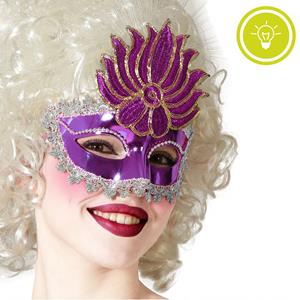 Mascarilha Veneziana Roxa com Luz Led