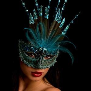 Mascarilha Veneziana Turquesa com Glitter