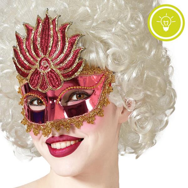 Mascarilha Veneziana Vermelha com Luz Led