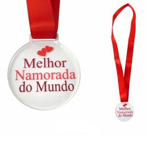 Medalha Melhor Namorada do Mundo em Acrílico