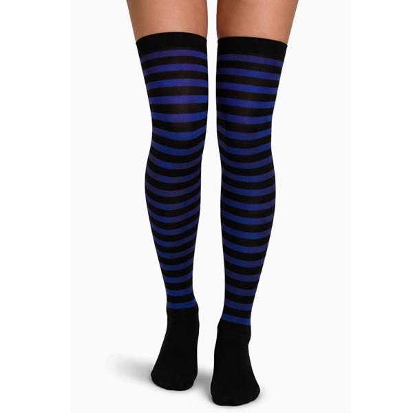 Meias Pretas às Riscas Azuis