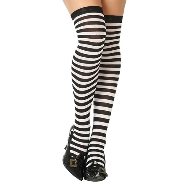 Meias Riscas Branco e Preto, Adulto Meias Riscas Branco e Preto, Adulto