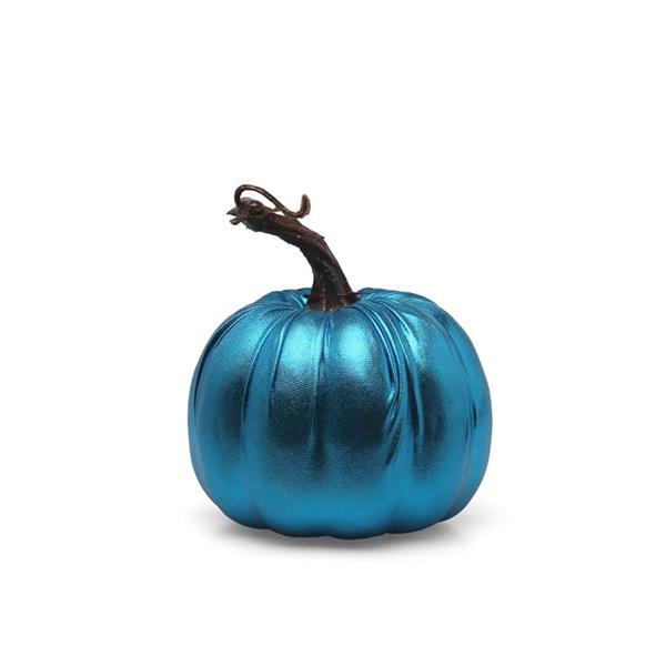 Mini Abóbora Decorativa Azul Metalizado, 12 cm