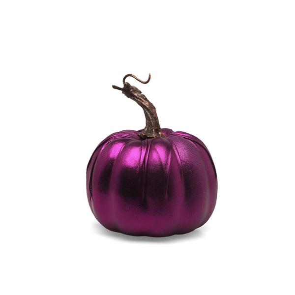 Mini Abóbora Decorativa Roxa Metalizada, 12 cm