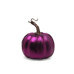 Mini Abóbora Decorativa Roxa Metalizada, 12 cm