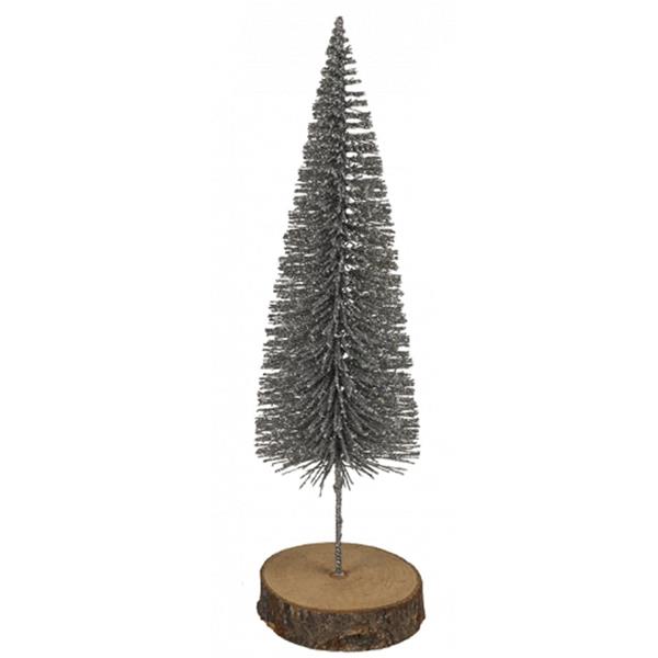 Mini Árvore de Natal com Base em Madeira, 21 cm
