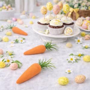 Mini Cenouras Artificiais Decorativas em Esferovite, 12 unid. Mini Cenouras Artificiais Decorativas em Esferovite, 12 unid.