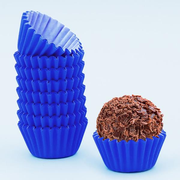 Mini Formas de Brigadeiro Azul, 100 unid.