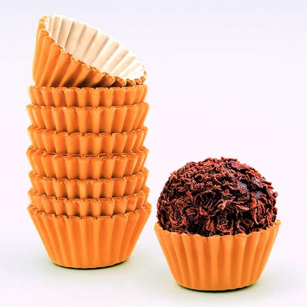 Mini Formas de Brigadeiro Laranja, 100 unid.