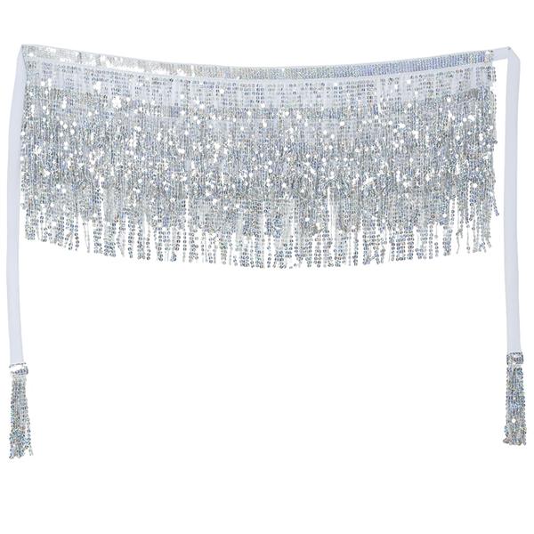 Mini Saia de Cintura Prateada com Lantejoulas